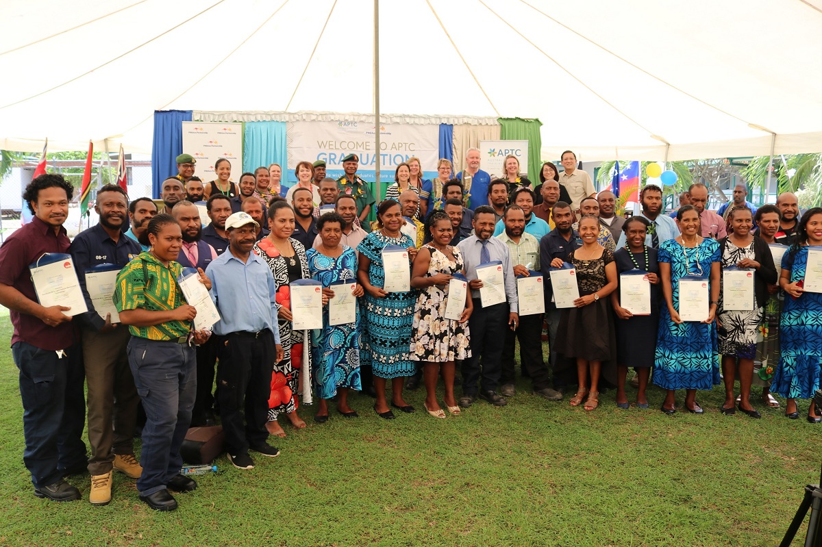 APTC graduates after receiving their certificates at the graduation ceremony in Port Moresby.
