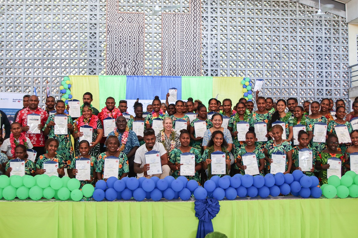 APTC graduates and guests at the graduation ceremony in Honiara, Solomon Islands.
