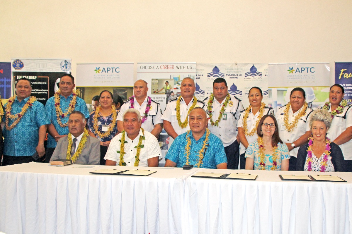 Signing of MOA between APTC and the Electric Power Cooperation, Samoa Water Authority, and the Samoa Police, Prisons and Corrections Services in Apia, Samoa...